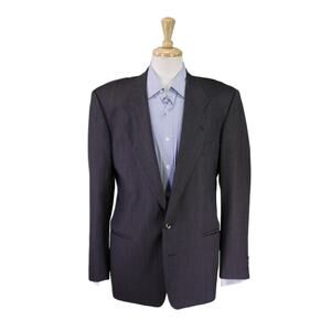 Mani Giorgio Armani Vintage 90s Gray Blue Pinstripe 2-Btn Suit Blazer Jacket 40S